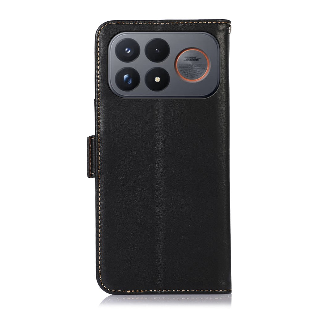 For Xiaomi Redmi K100 Pro Max 5G (China) (China) / Poco F9 Ultra 5G Case RFID Blocking Genuine Cow Leather Wallet Phone Cover