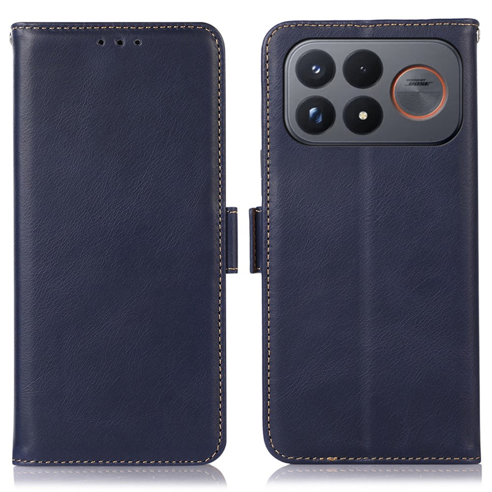 For Xiaomi Redmi K100 Pro Max 5G (China) (China) / Poco F9 Ultra 5G Case RFID Blocking Genuine Cow Leather Wallet Phone Cover