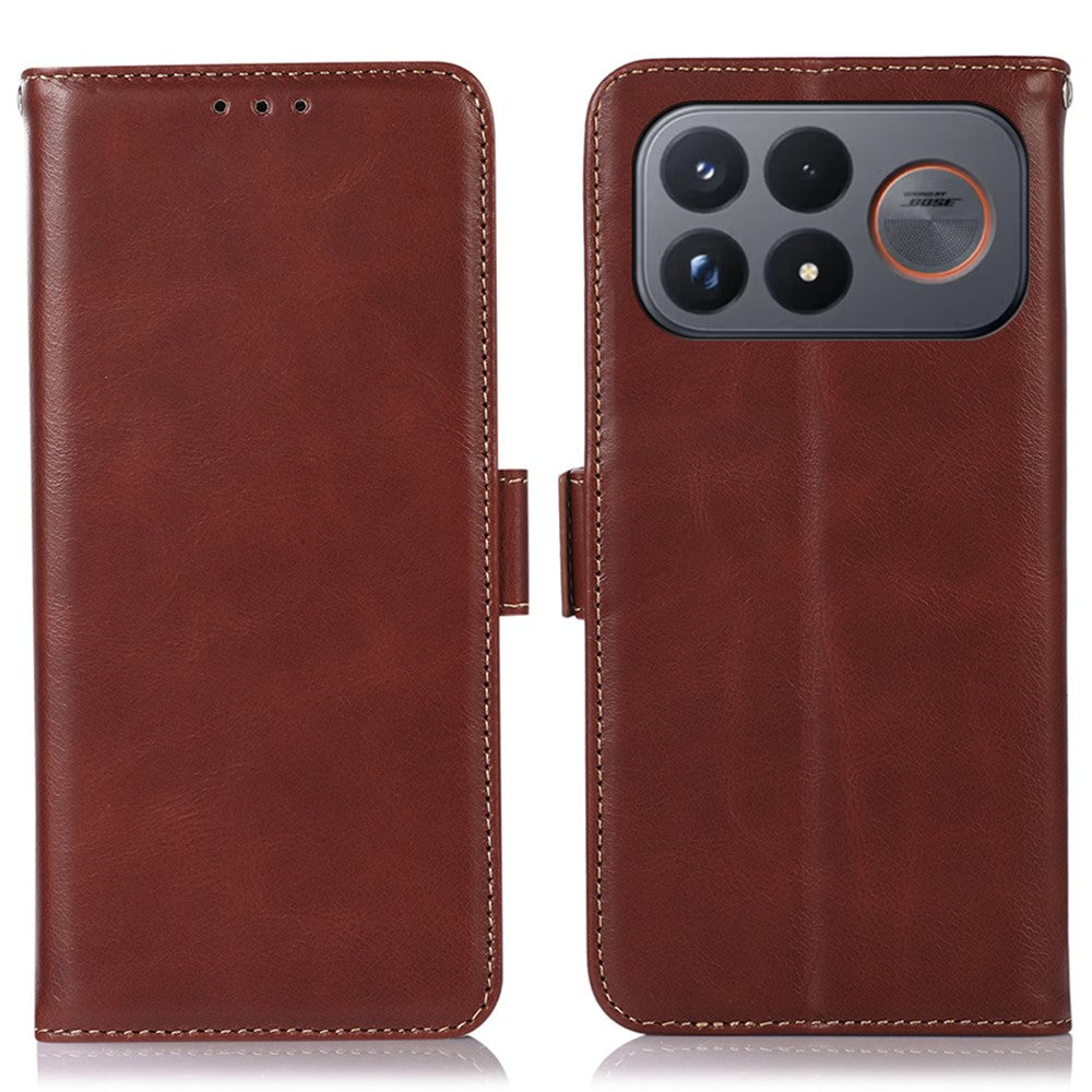For Xiaomi Redmi K100 Pro Max 5G (China) (China) / Poco F9 Ultra 5G Case RFID Blocking Genuine Cow Leather Wallet Phone Cover
