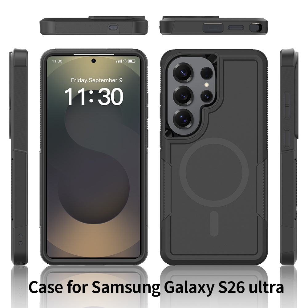 Magnetiskt skal för Samsung Galaxy S25 Ultra med dubbla lager av PC + TPU, stötsäkert mobilskal