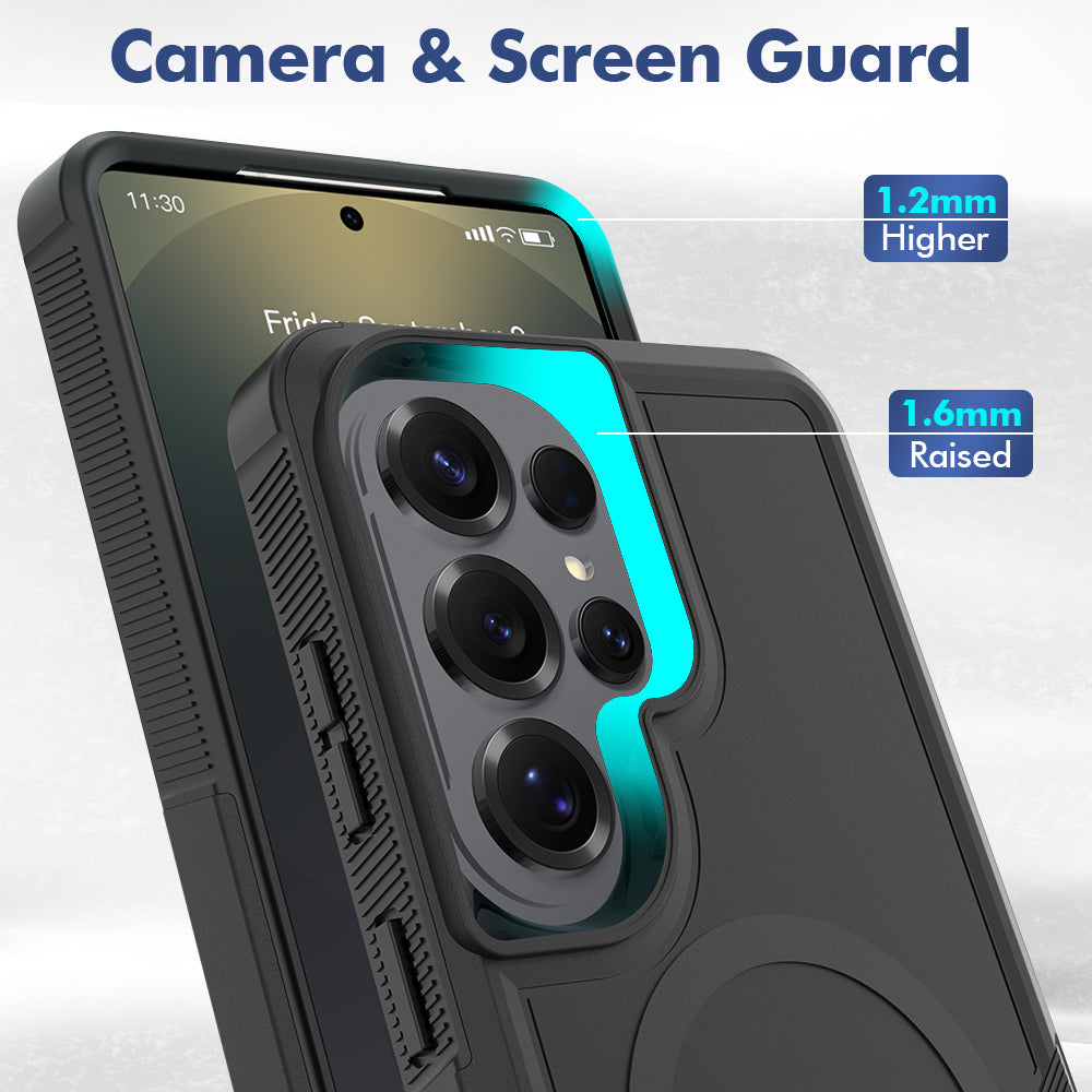 Magnetiskt skal för Samsung Galaxy S25 Ultra med dubbla lager av PC + TPU, stötsäkert mobilskal