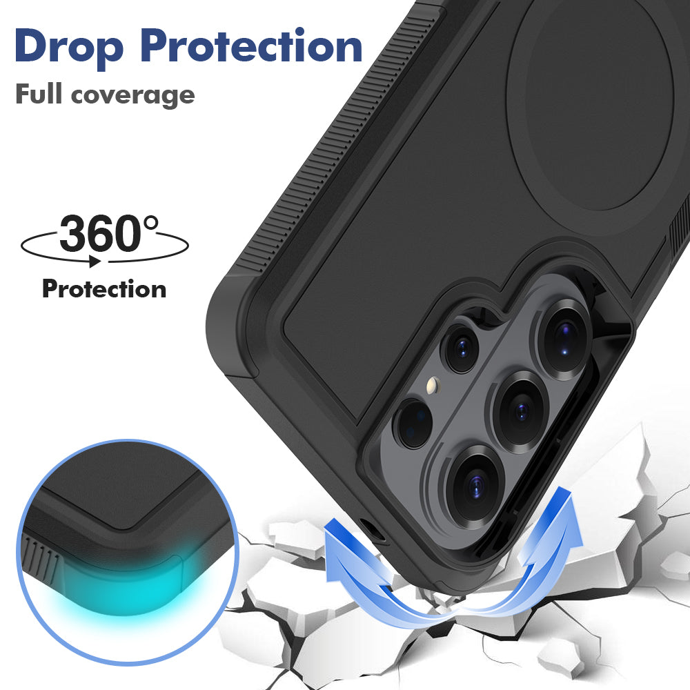 Magnetiskt skal för Samsung Galaxy S25 Ultra med dubbla lager av PC + TPU, stötsäkert mobilskal