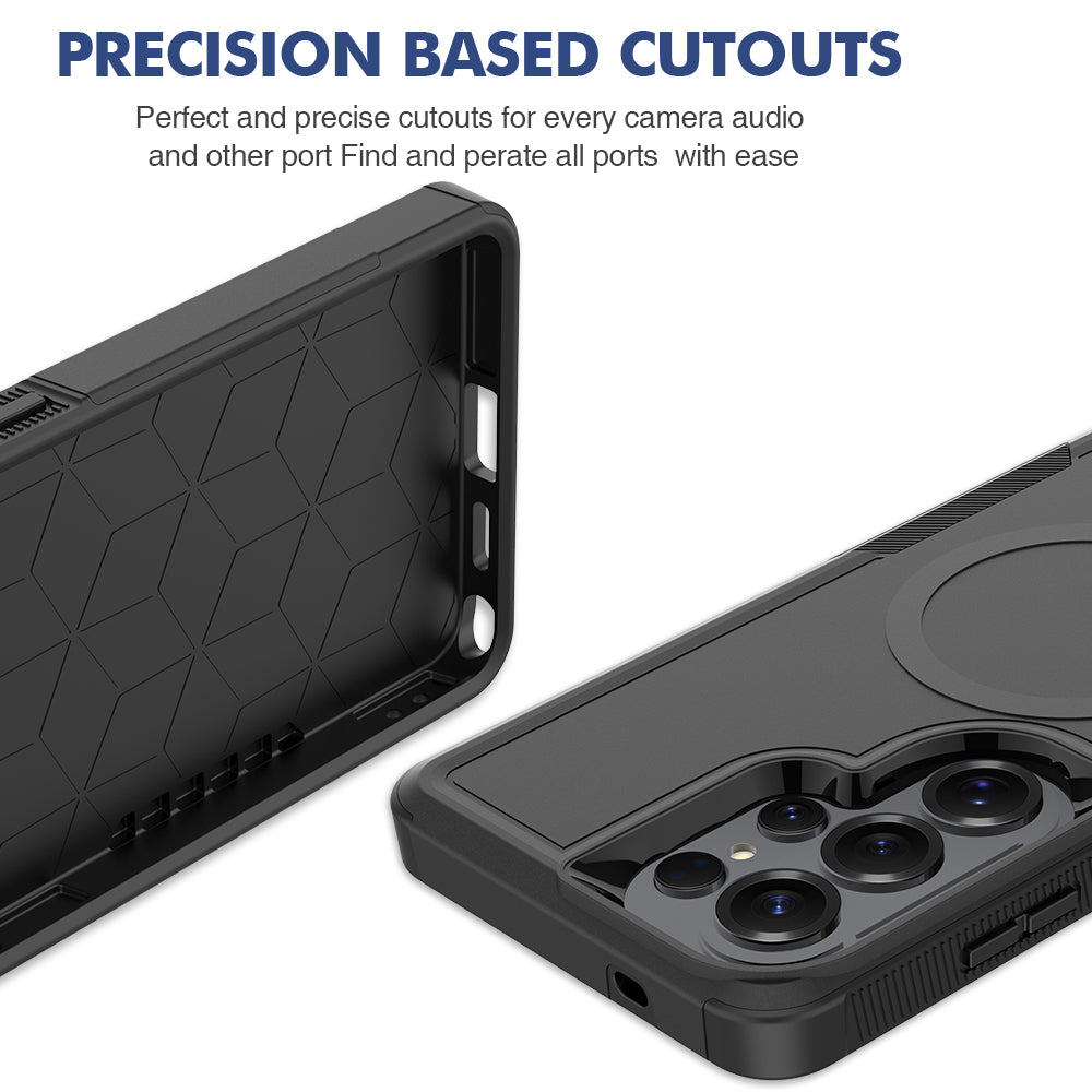 Magnetiskt skal för Samsung Galaxy S25 Ultra med dubbla lager av PC + TPU, stötsäkert mobilskal