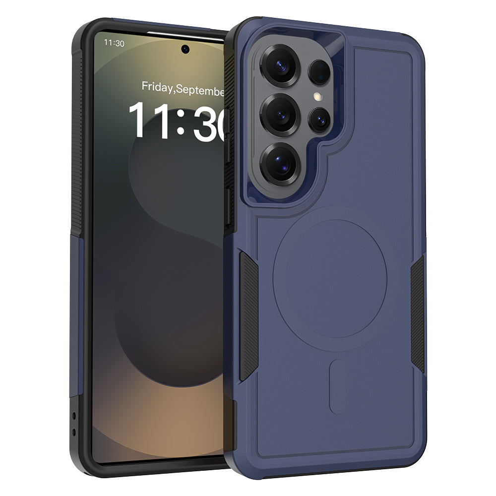 Magnetiskt skal för Samsung Galaxy S25 Ultra med dubbla lager av PC + TPU, stötsäkert mobilskal