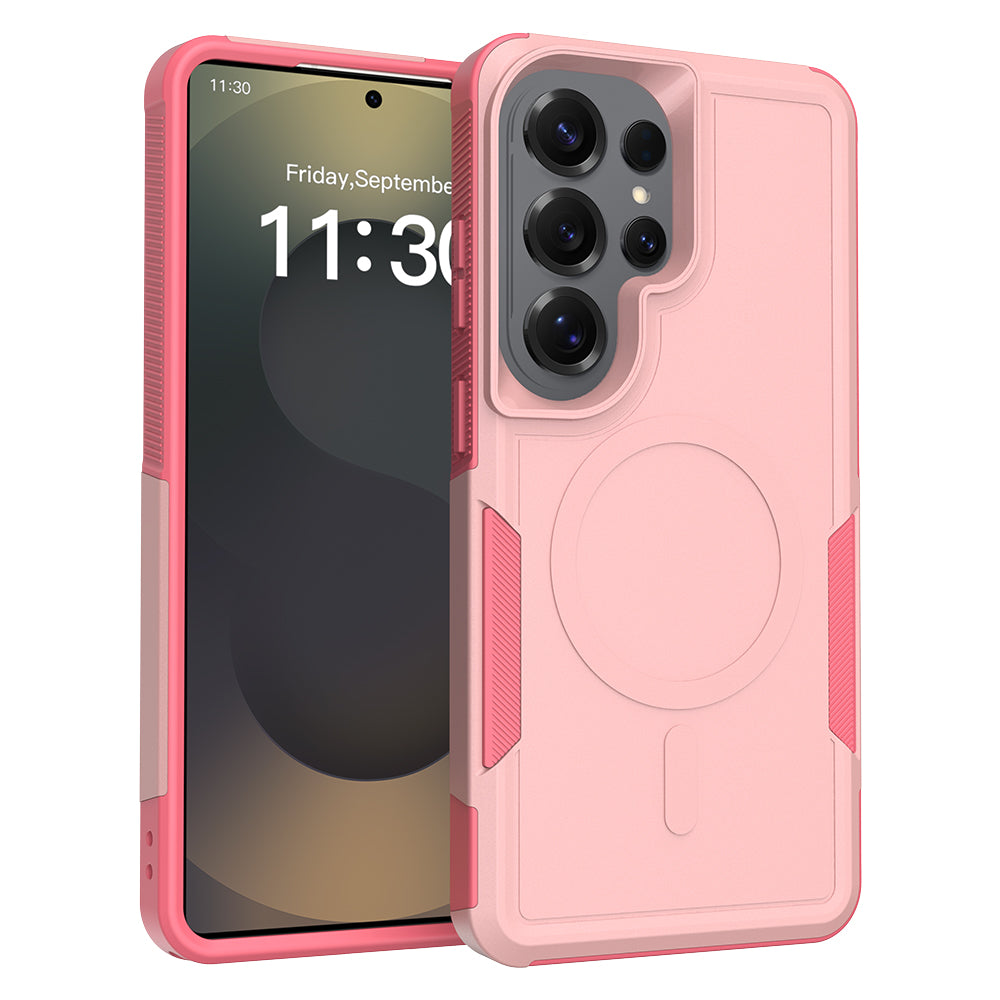 Magnetiskt skal för Samsung Galaxy S25 Ultra med dubbla lager av PC + TPU, stötsäkert mobilskal