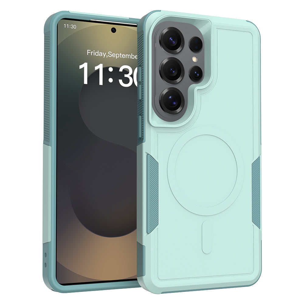 Magnetiskt skal för Samsung Galaxy S25 Ultra med dubbla lager av PC + TPU, stötsäkert mobilskal