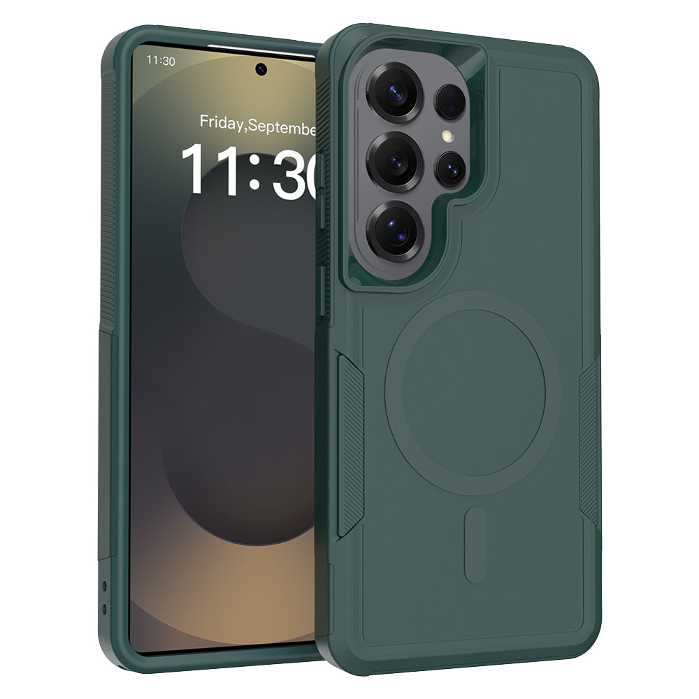 Magnetiskt skal för Samsung Galaxy S25 Ultra med dubbla lager av PC + TPU, stötsäkert mobilskal