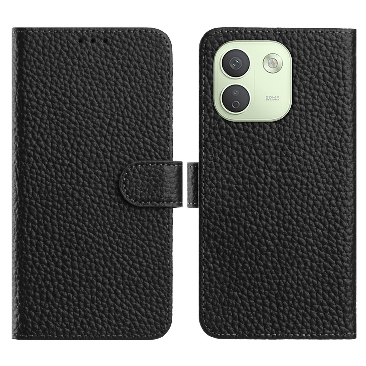 For Xiaomi Redmi Note 17 Pro Max 5G / Xiaomi Redmi Note 17 Pro+ 5G Case Wallet Stand Litchi Texture Genuine Cow Leather Flip Phone Cover