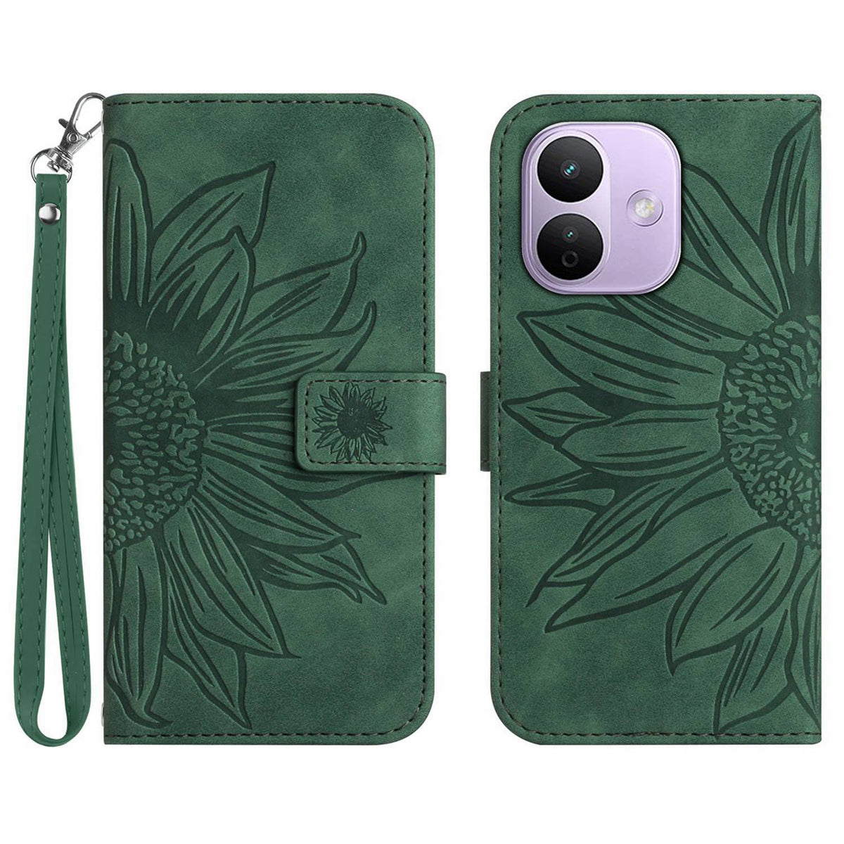 For Xiaomi Redmi Note 17 Pro 5G Case Sunflower Imprint Leather Wallet Phone Cover with Wrist Strap