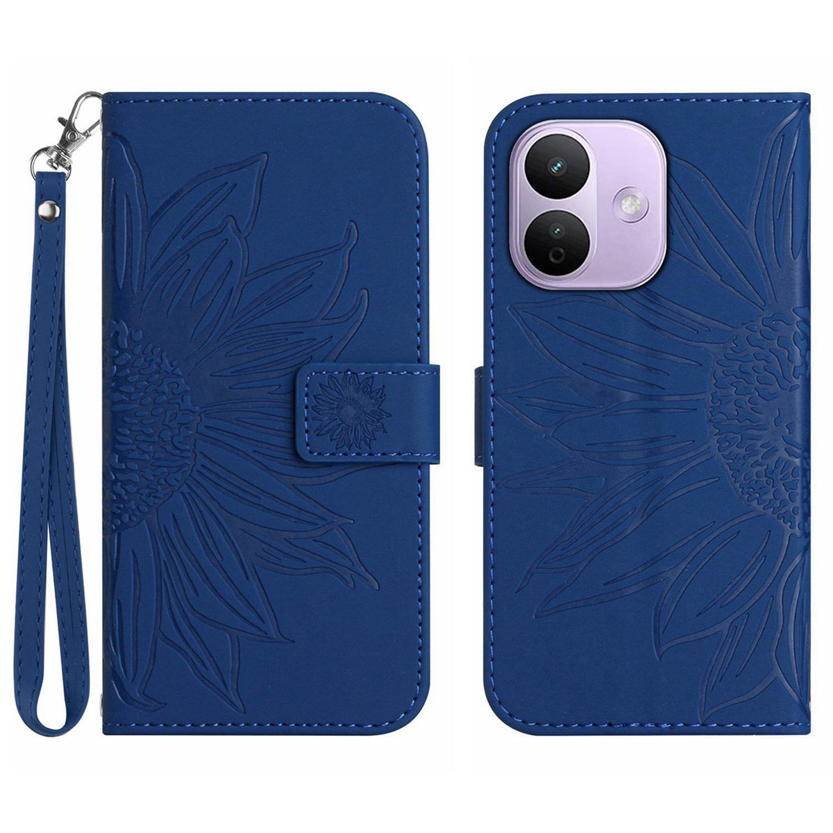 For Xiaomi Redmi Note 17 Pro 5G Case Sunflower Imprint Leather Wallet Phone Cover with Wrist Strap