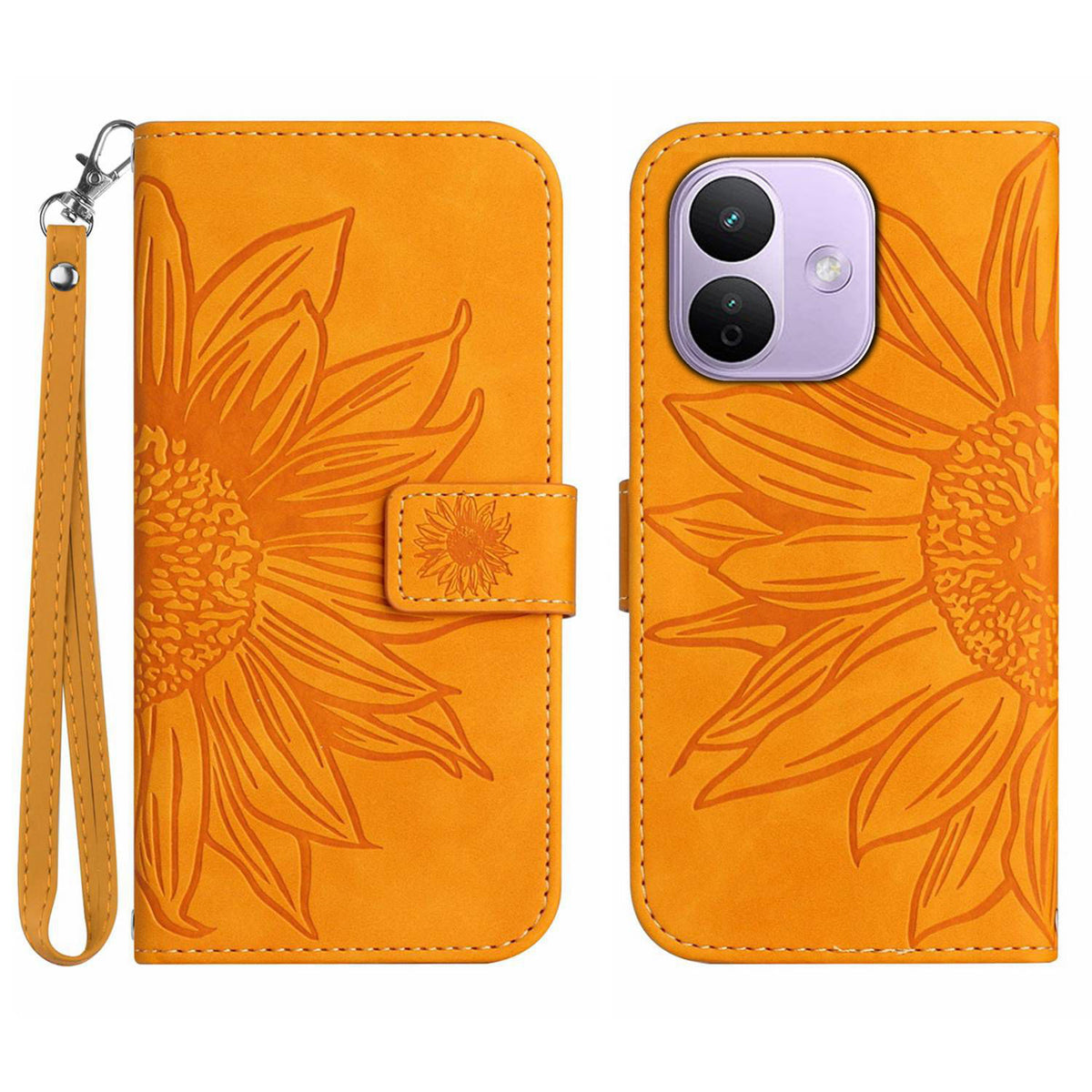 For Xiaomi Redmi Note 17 Pro 5G Case Sunflower Imprint Leather Wallet Phone Cover with Wrist Strap