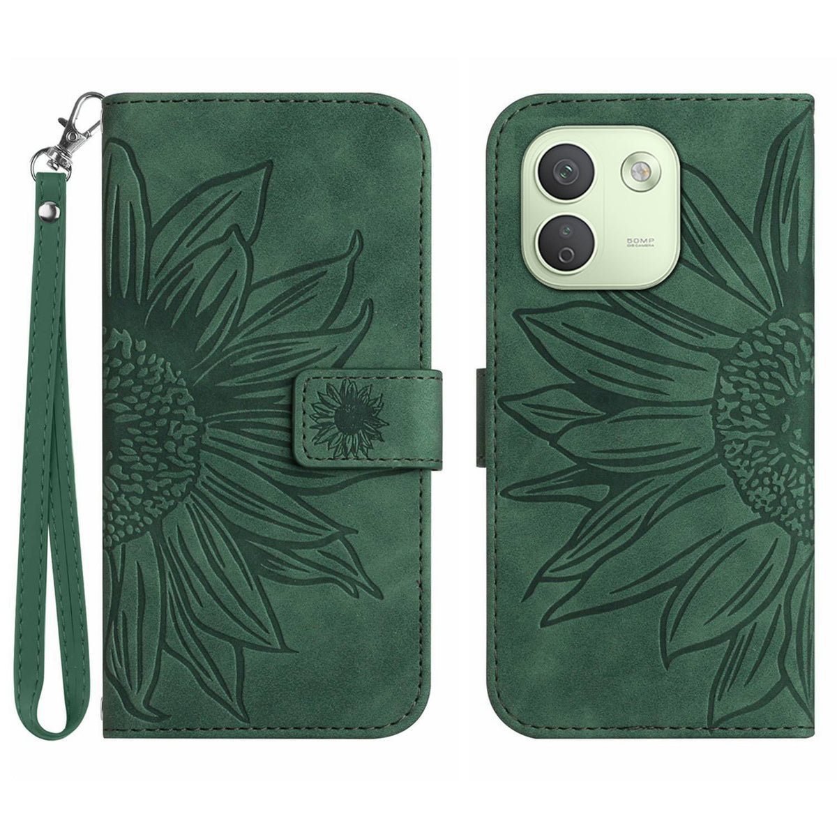 For Xiaomi Redmi Note 17 Pro Max 5G / Xiaomi Redmi Note 17 Pro+ 5G Case Sunflower Imprint Leather Wallet Phone Cover with Wrist Strap