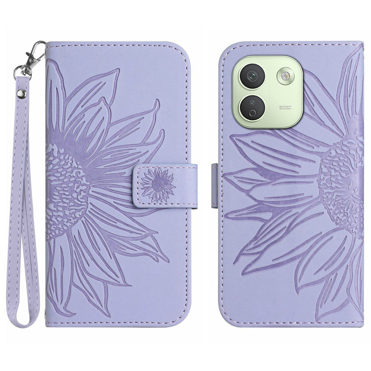 For Xiaomi Redmi Note 17 Pro Max 5G / Xiaomi Redmi Note 17 Pro+ 5G Case Sunflower Imprint Leather Wallet Phone Cover with Wrist Strap
