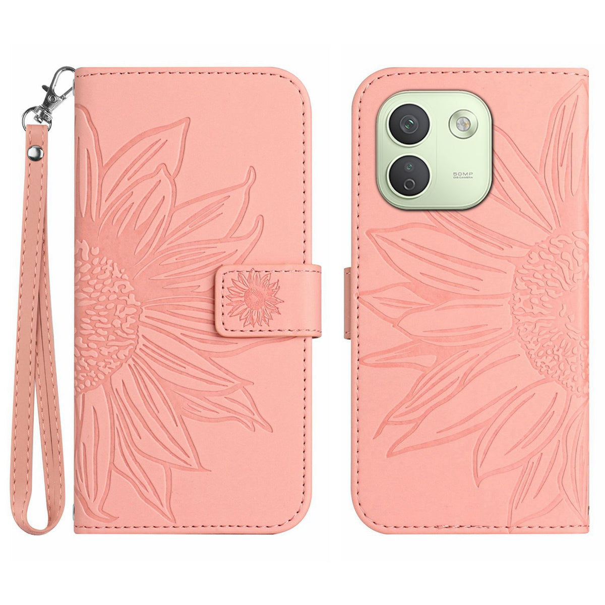 For Xiaomi Redmi Note 17 Pro Max 5G / Xiaomi Redmi Note 17 Pro+ 5G Case Sunflower Imprint Leather Wallet Phone Cover with Wrist Strap
