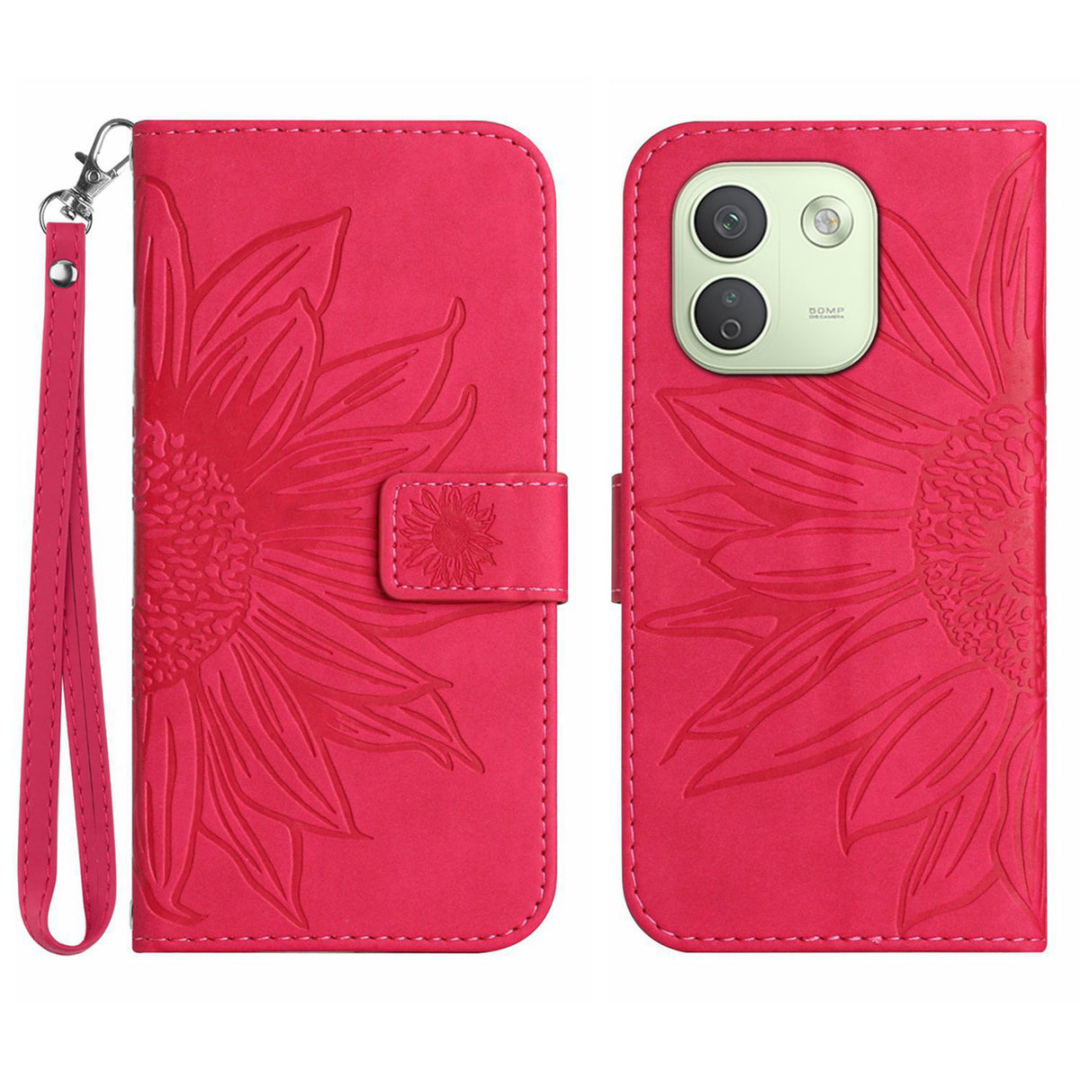 For Xiaomi Redmi Note 17 Pro Max 5G / Xiaomi Redmi Note 17 Pro+ 5G Case Sunflower Imprint Leather Wallet Phone Cover with Wrist Strap