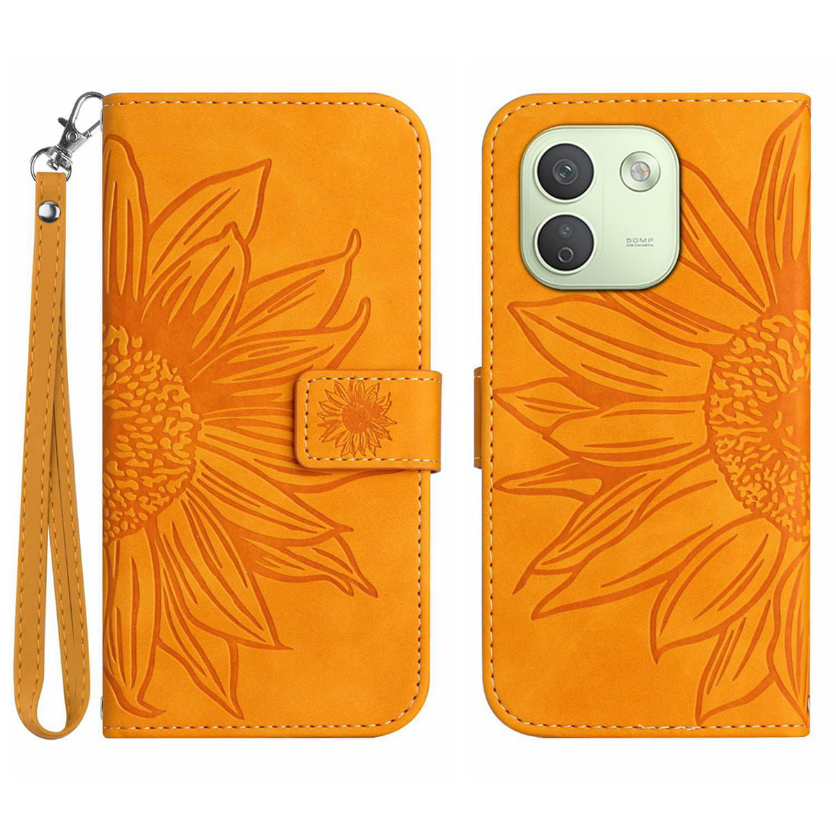 For Xiaomi Redmi Note 17 Pro Max 5G / Xiaomi Redmi Note 17 Pro+ 5G Case Sunflower Imprint Leather Wallet Phone Cover with Wrist Strap
