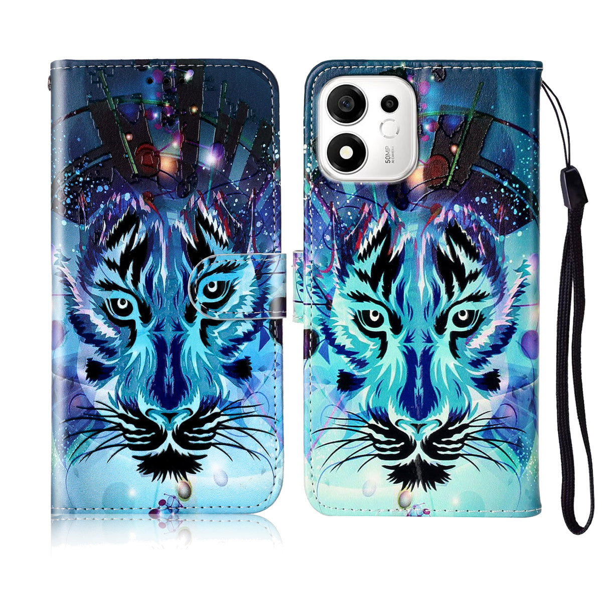 For Honor X7e Plus 5G / Honor 600 Smart 5G Case Pattern Leather Wallet Phone Cover with Strap