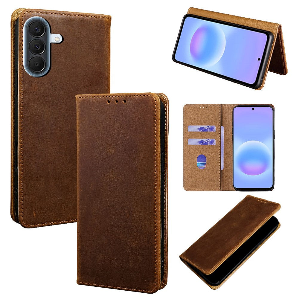 Samsung Galaxy A57 5G-skal Crazy Horse Texture Äkta Koläder RFID-blockerande Plånboksfodral
