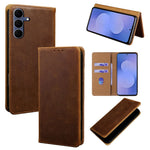 For Samsung Galaxy S25 FE Case Crazy Horse Texture Genuine Cow Leather RFID Blocking Wallet Phone Cover