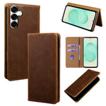 For Samsung Galaxy S25+ Case Crazy Horse Texture Genuine Cow Leather RFID Blocking Wallet Phone Cover