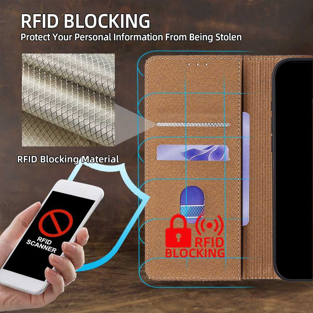 For Samsung Galaxy S25+ Case Crazy Horse Texture Genuine Cow Leather RFID Blocking Wallet Phone Cover
