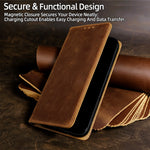 For Samsung Galaxy S25 Case Crazy Horse Texture Genuine Cow Leather RFID Blocking Wallet Phone Cover