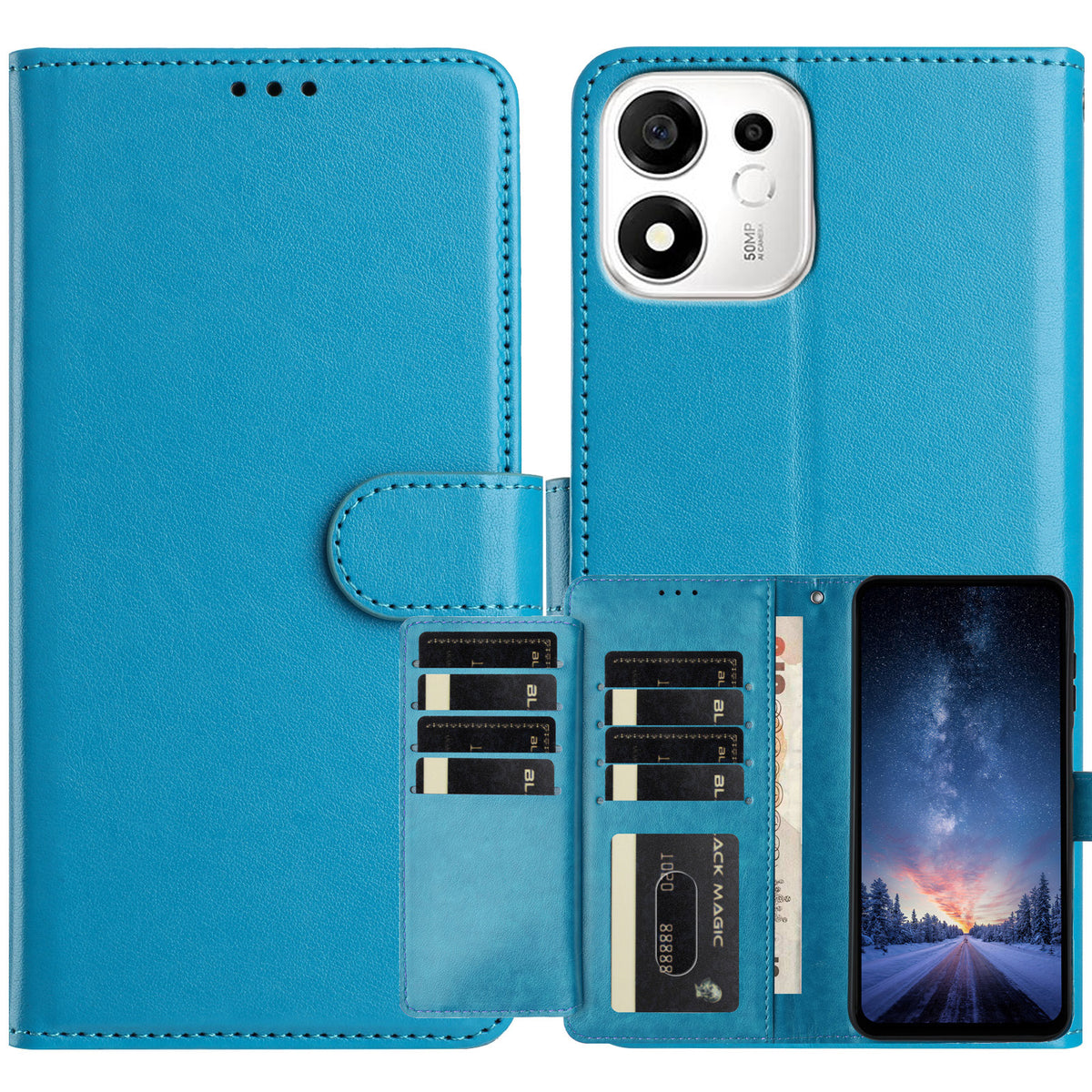 Til Honor X7e Plus 5G / Honor 600 Smart 5G Wallet Telefoncover Stativ PU-læder Folio Flip Cover med 8 kortlommer