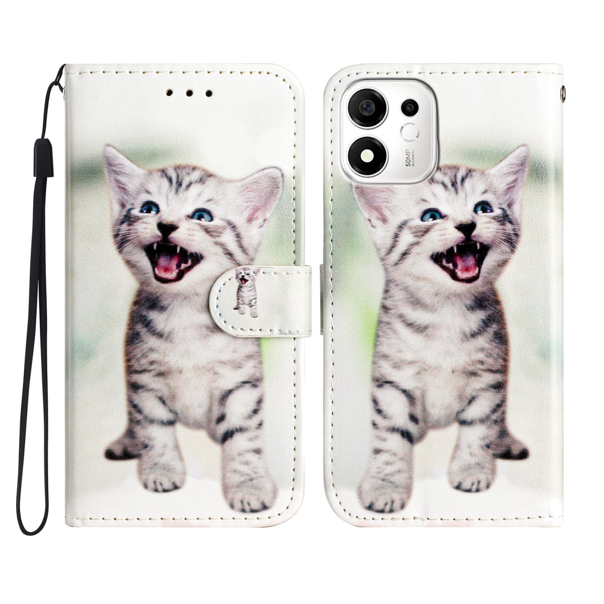 For Honor X7e Plus 5G / Honor 600 Smart 5G Wallet Case  Printed Pattern PU Leather Stand Phone Cover with Strap