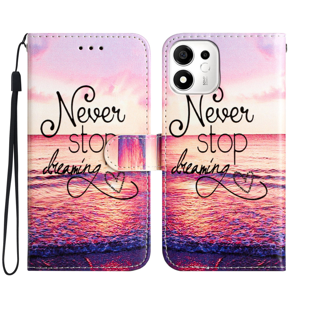 For Honor X7e Plus 5G / Honor 600 Smart 5G Wallet Case  Printed Pattern PU Leather Stand Phone Cover with Strap