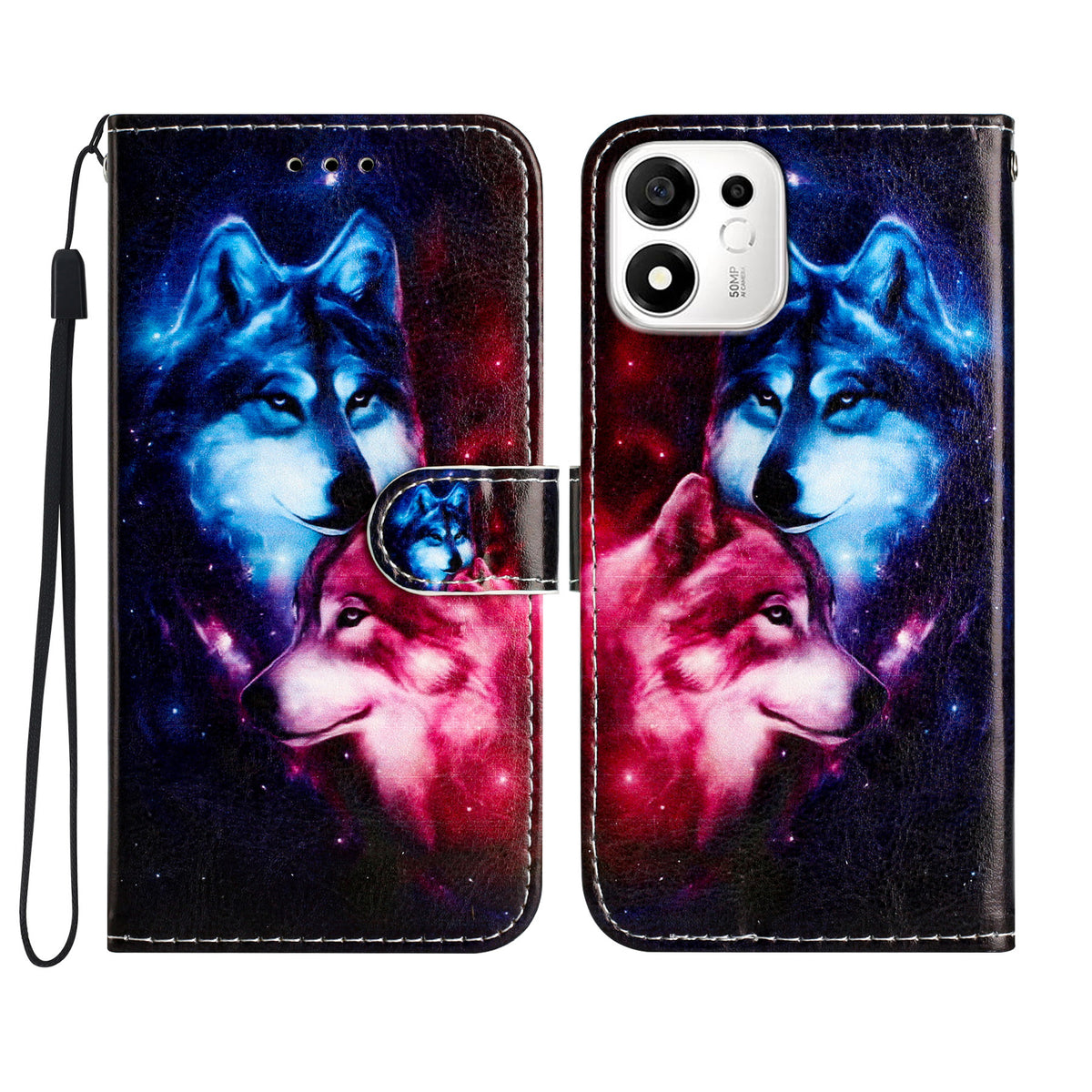 For Honor X7e Plus 5G / Honor 600 Smart 5G Wallet Case  Printed Pattern PU Leather Stand Phone Cover with Strap