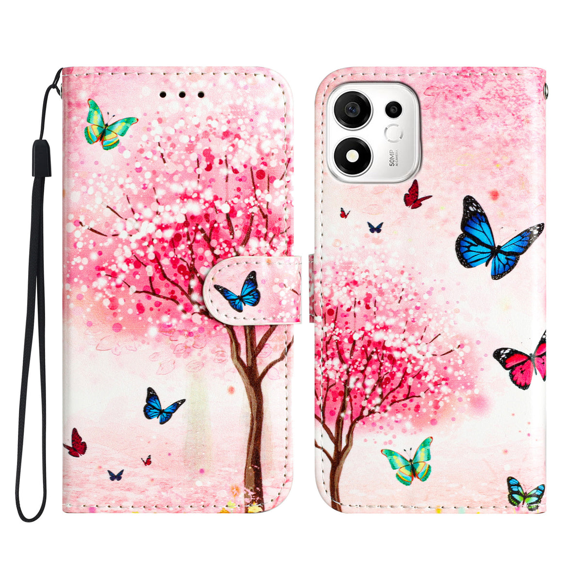 For Honor X7e Plus 5G / Honor 600 Smart 5G Wallet Case  Printed Pattern PU Leather Stand Phone Cover with Strap