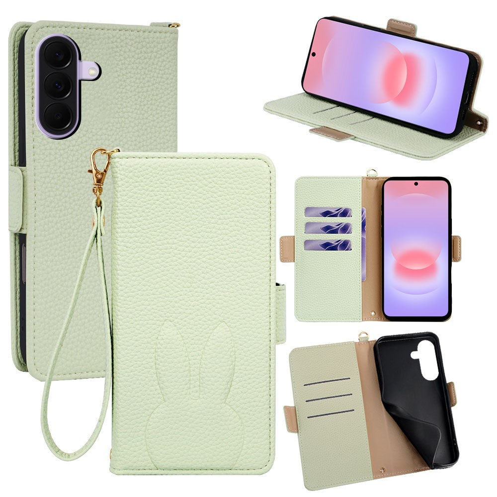 Samsung Galaxy A27 5G Plånboksfodral PU-läder med kanintryck och avtagbar handledsrem