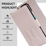 Samsung Galaxy A37 5G Plånboksfodral PU-läder med kanintryck och avtagbar handledsrem