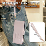 For Samsung Galaxy S25 FE Wallet Case PU Leather Rabbit Imprinted Phone Cover with Detachable Wrist Strap