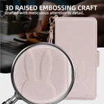 For Samsung Galaxy S25 FE Wallet Case PU Leather Rabbit Imprinted Phone Cover with Detachable Wrist Strap