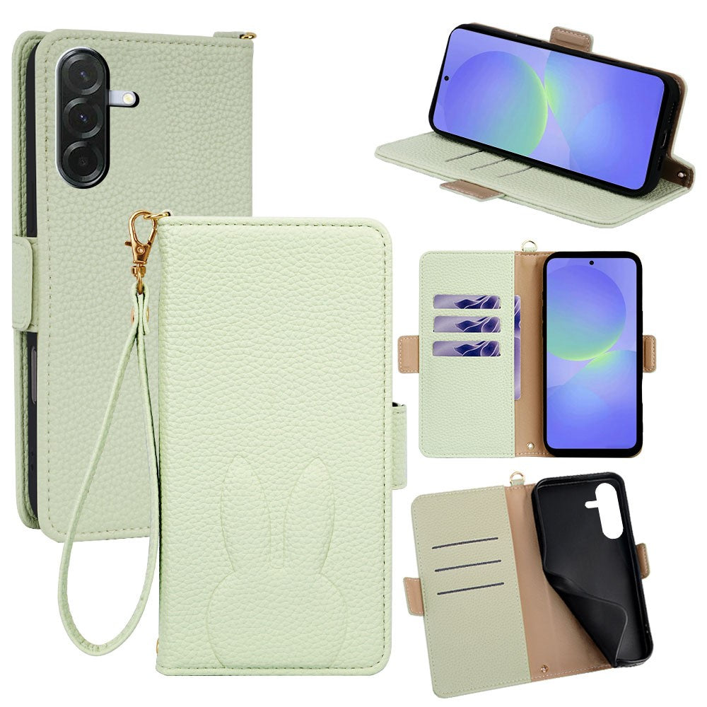 Samsung Galaxy A36 5G Plånboksfodral PU-läder med kanintryck och avtagbar handledsrem