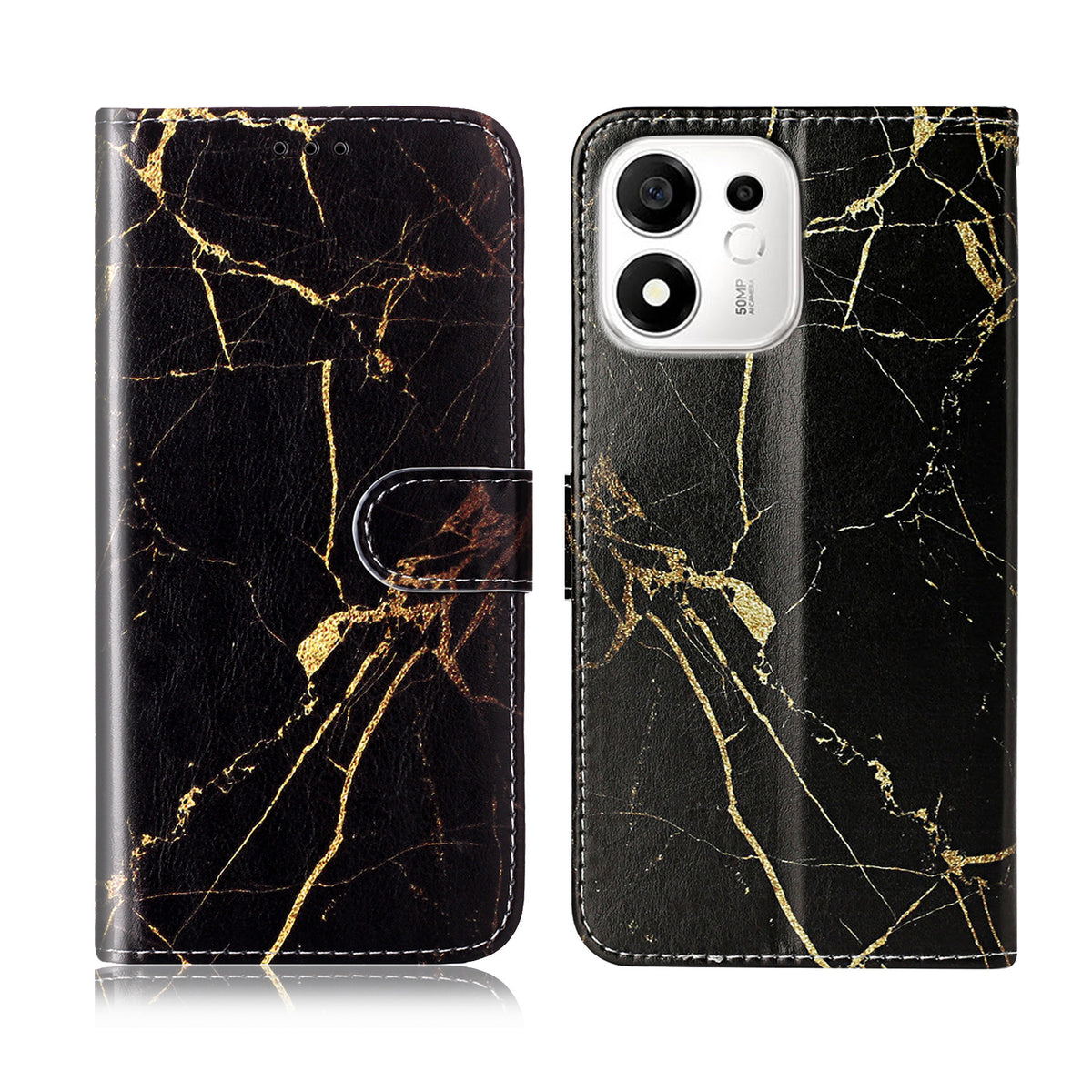 For Honor X7e Plus 5G / Honor 600 Smart 5G Stand Case Marmor Malet Folio Flip Læderpung Telefoncover