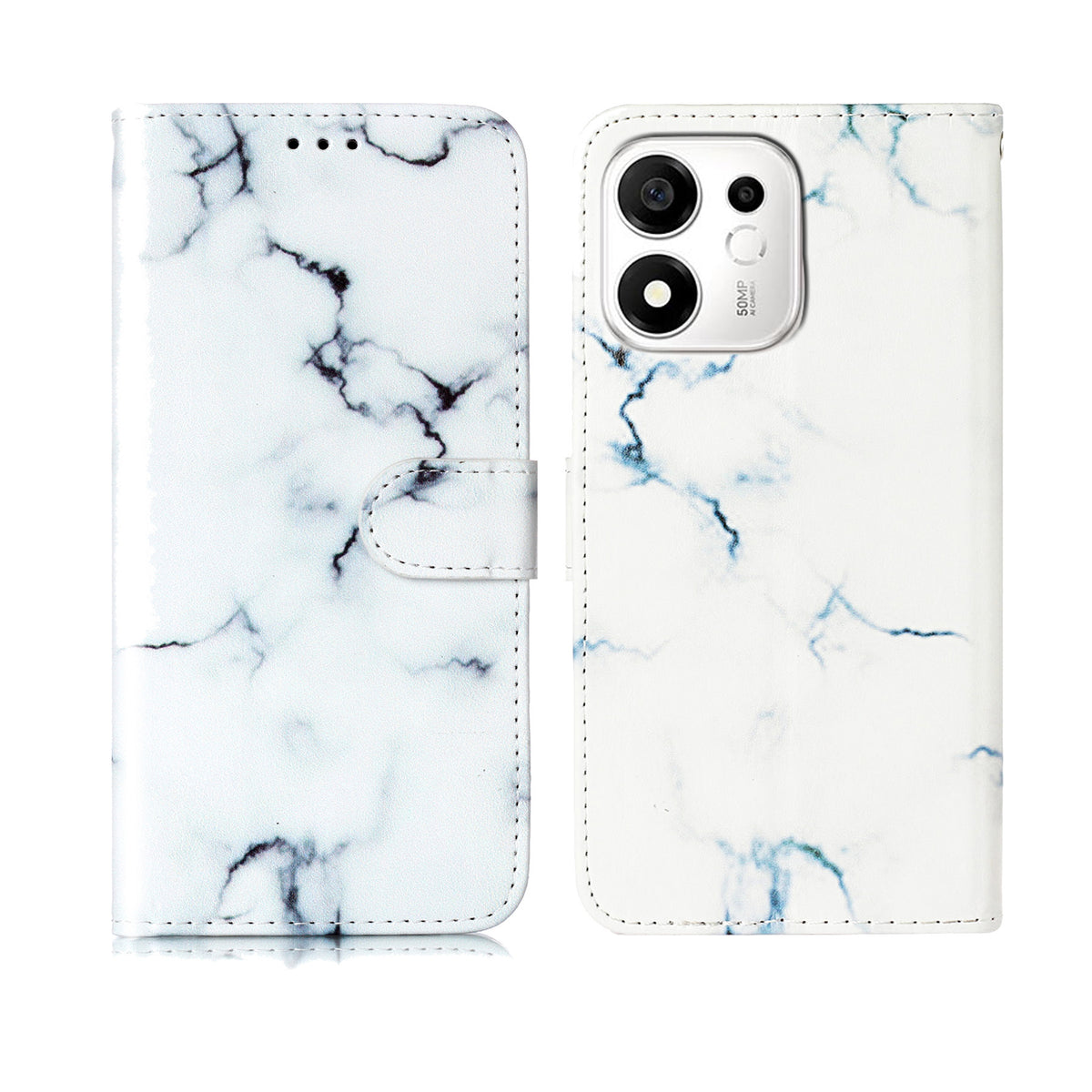 For Honor X7e Plus 5G / Honor 600 Smart 5G Stand Case Marmor Malet Folio Flip Læderpung Telefoncover