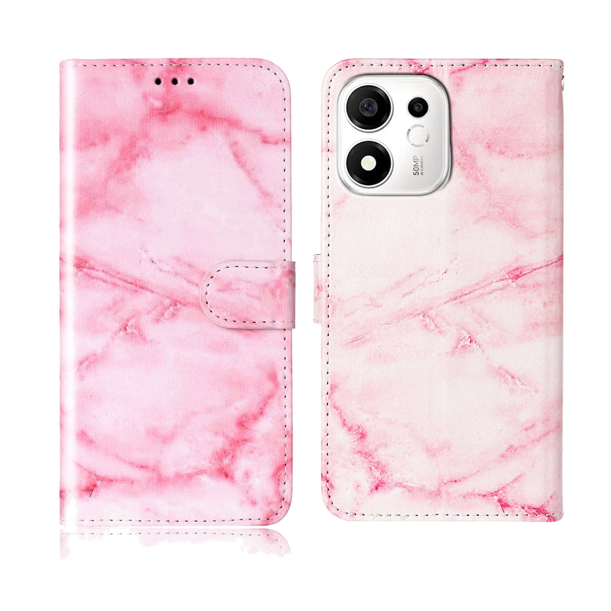 For Honor X7e Plus 5G / Honor 600 Smart 5G Stand Case Marmor Malet Folio Flip Læderpung Telefoncover