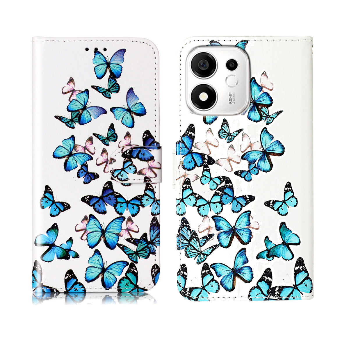For Honor X7e Plus 5G / Honor 600 Smart 5G Stand Case Marmor Malet Folio Flip Læderpung Telefoncover