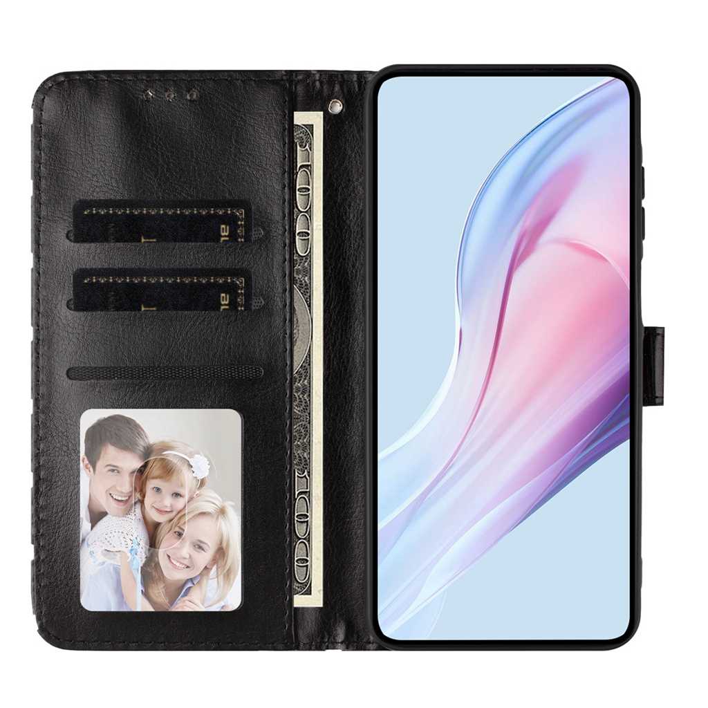 Til Honor X7e Plus 5G / Honor 600 Smart 5G Læderetui Prikket Mønster Pung Stativ Folio Telefoncover