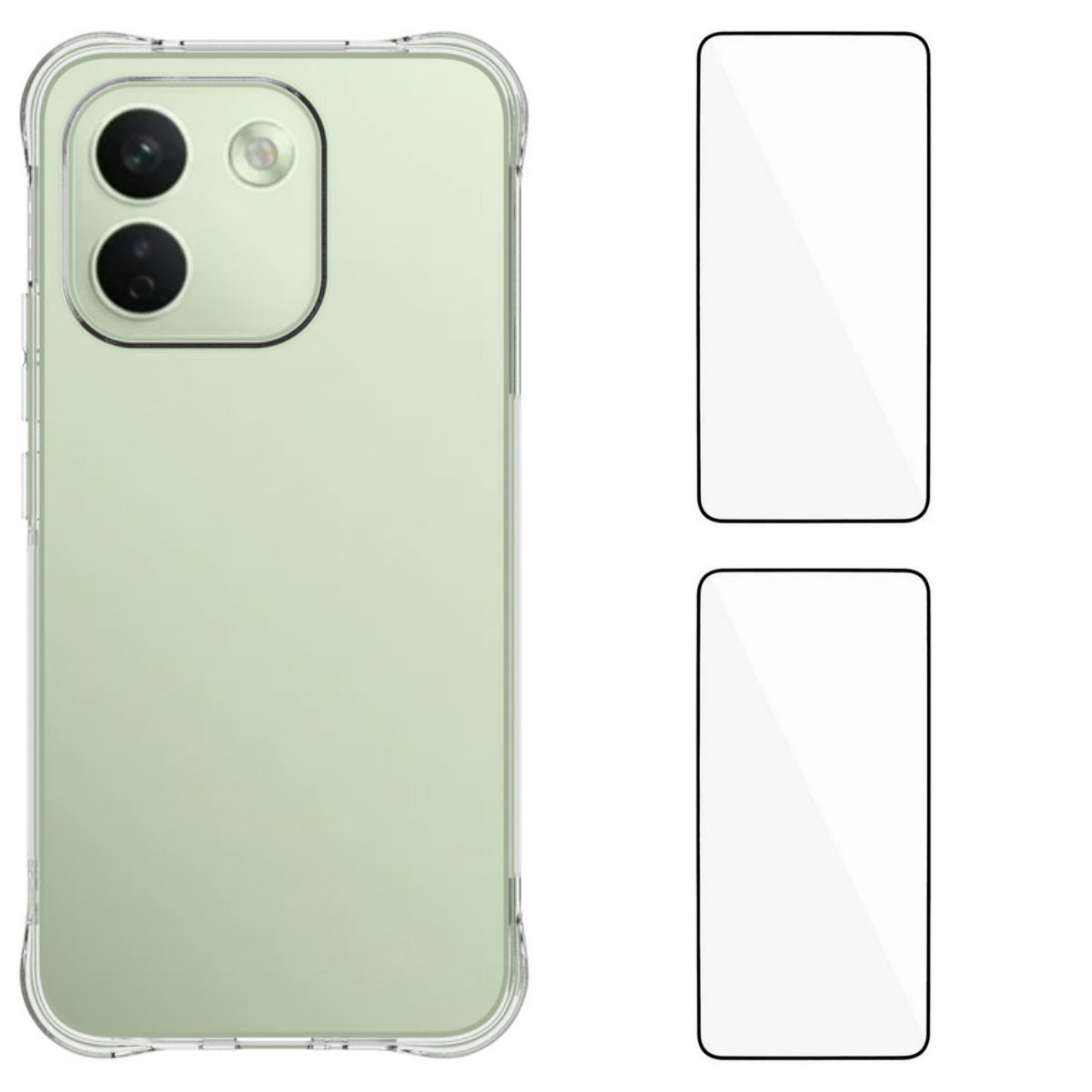 WANLONFENG för Xiaomi Redmi Note 17 Pro Max 5G / Xiaomi Redmi Note 17 Pro+ 5G WL2-serien TPU-skal 2,0 mm mobilskydd med 2 st. härdade glasfilmer