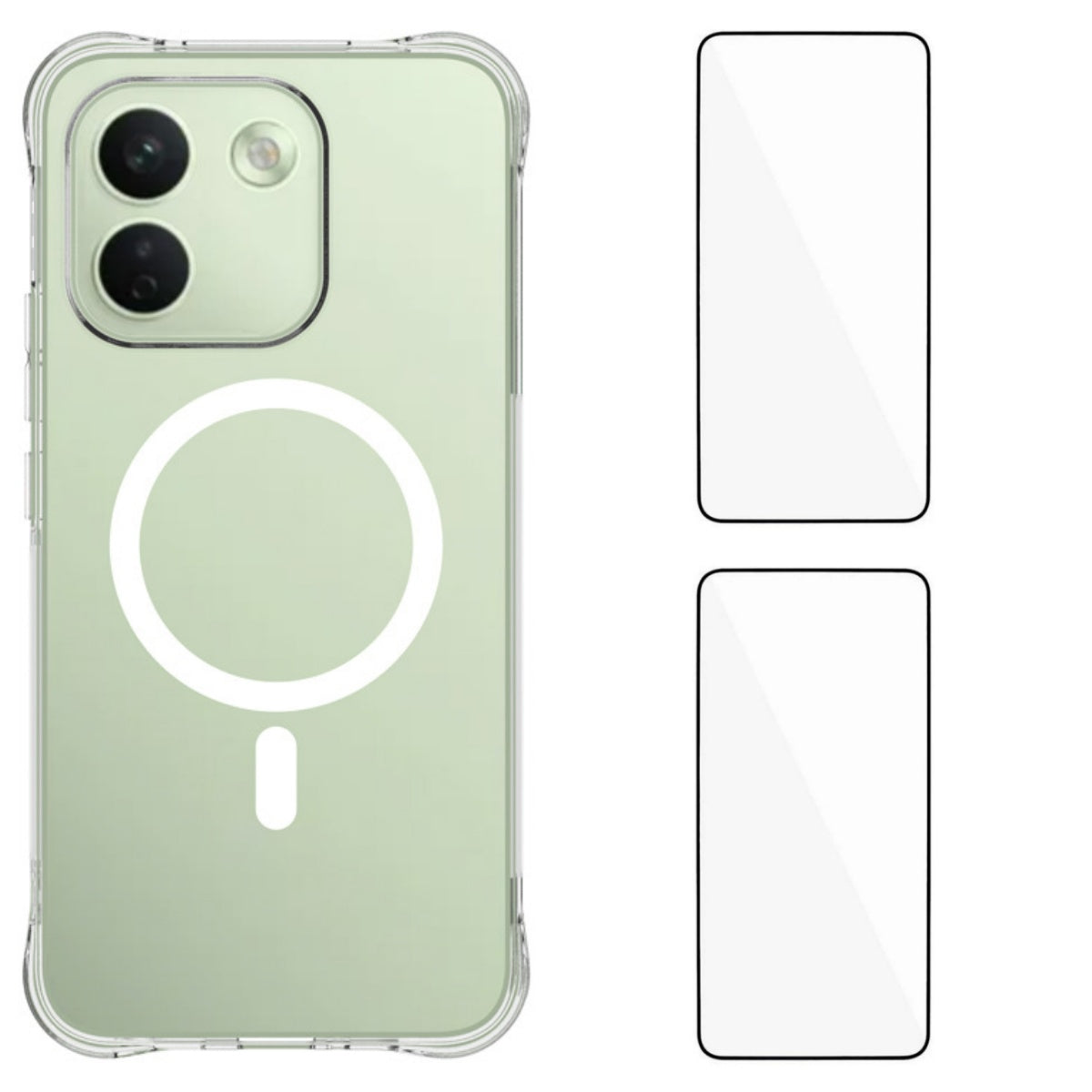 WANLONFENG for Xiaomi Redmi Note 17 Pro Max 5G / Xiaomi Redmi Note 17 Pro+ 5G WL1 Series 2.0mm Magnetic Case Clear TPU Phone Back Cover with 2Pcs Screen Films