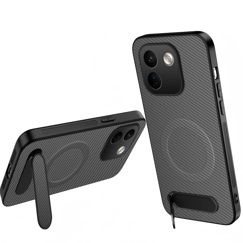 WANLONFENG för Xiaomi Redmi Note 17 Pro Max 5G / Xiaomi Redmi Note 17 Pro+ 5G QT-serien Magnetiskt skal Stativ Kolfiberstruktur PC TPU mobilskal