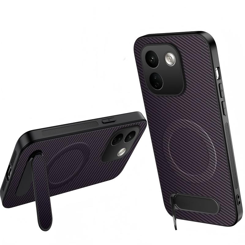 WANLONFENG för Xiaomi Redmi Note 17 Pro Max 5G / Xiaomi Redmi Note 17 Pro+ 5G QT-serien Magnetiskt skal Stativ Kolfiberstruktur PC TPU mobilskal