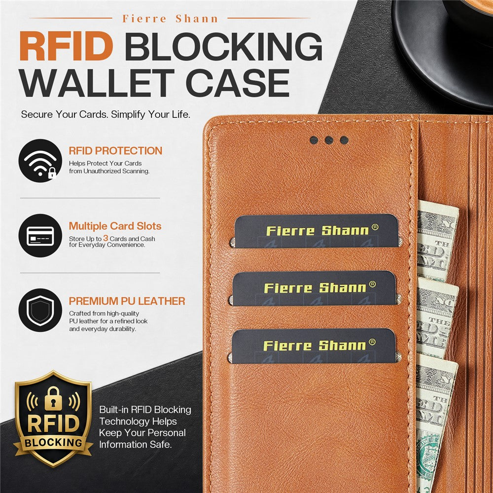 FIERRE SHANN FS032 För iPhone 13 Pro Max Skal Magnetiskt Avtagbart PU-läder RFID-blockerande Plånboksfodral
