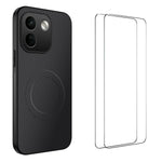 WANLONFENG til Xiaomi Redmi Note 17 Pro Max 5G / Xiaomi Redmi Note 17 Pro+ 5G TQ1-serien, magnetisk etui med kulfiberstruktur, PC- og TPU-mobilcover samt 2 skærmfilm