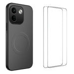 WANLONFENG för Xiaomi Redmi Note 17 Pro Max 5G / Xiaomi Redmi Note 17 Pro+ 5G TQ1-serien Magnetiskt skal Kolfiberstruktur PC TPU mobilskal med 2 st. skärmfilmer