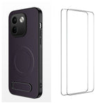 WANLONFENG för Xiaomi Redmi Note 17 Pro Max 5G / Xiaomi Redmi Note 17 Pro+ 5G QT1-serien magnetiskt skal med 2 st. härdat glasfilmer stativ kolfiberstruktur PC TPU mobilskal