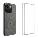WANLONFENG för Xiaomi Redmi Note 17 Pro Max 5G / Xiaomi Redmi Note 17 Pro+ 5G SD-serien Magnetiskt skal Nappatextur PC TPU mobilskal med 2 st. skärmfilm